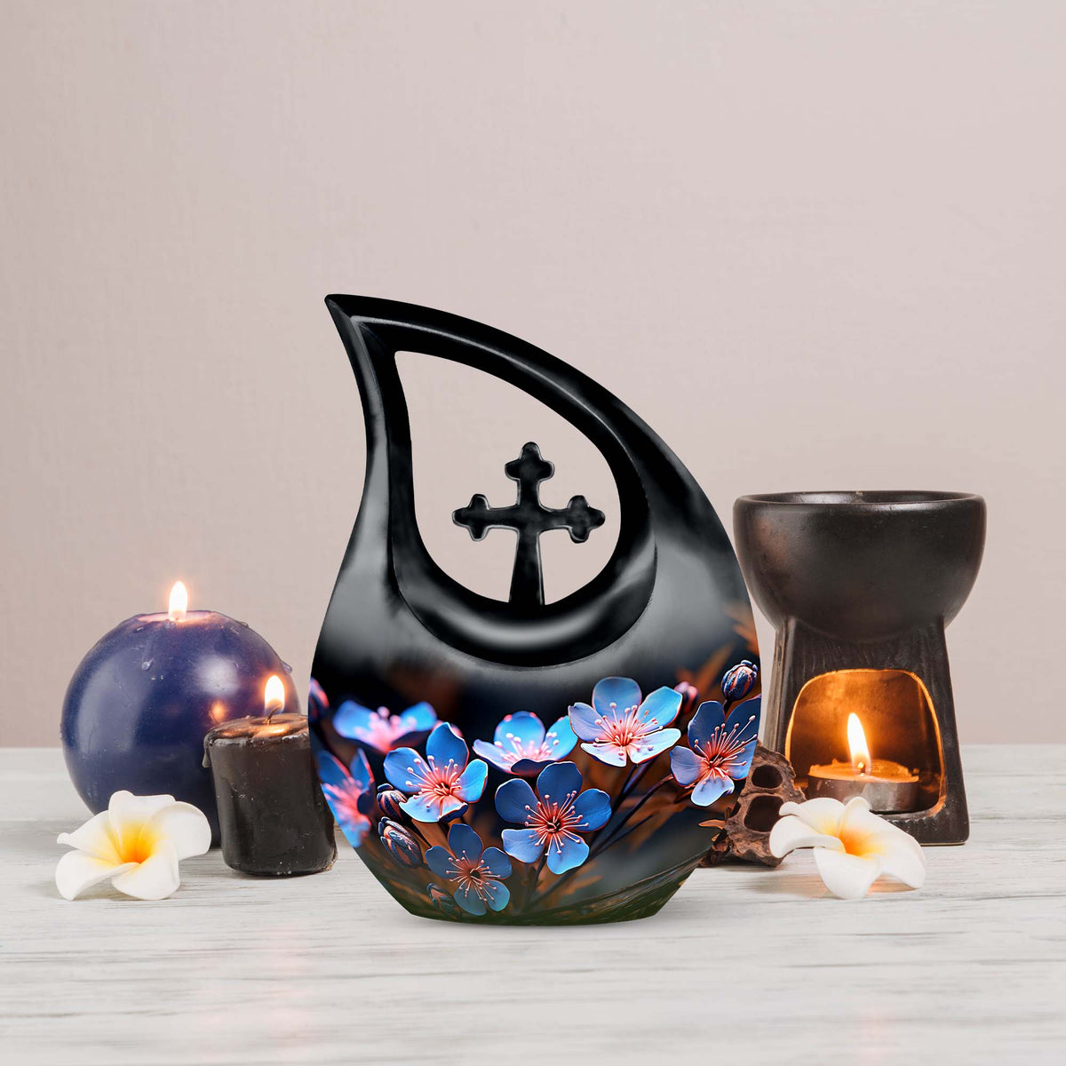 10-inch Flower Urn featuring Cross Drop design, 