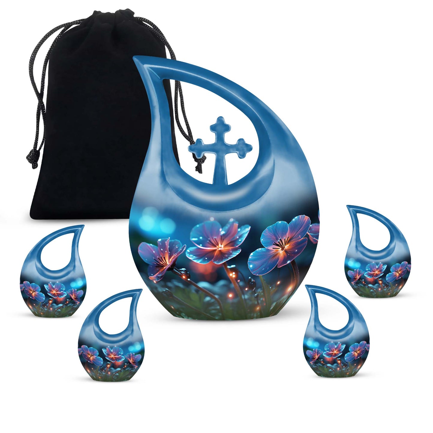 10 Inch Modern Flower Cross Drop Urn, 