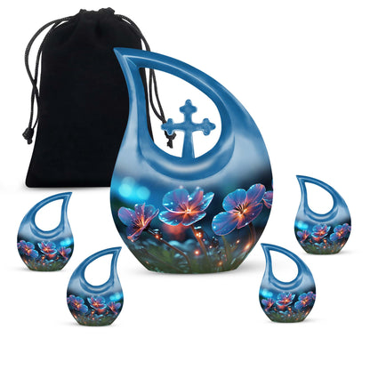 10 Inch Modern Flower Cross Drop Urn, 