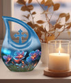 10 Inch Modern Flower Cross Drop Urn, 