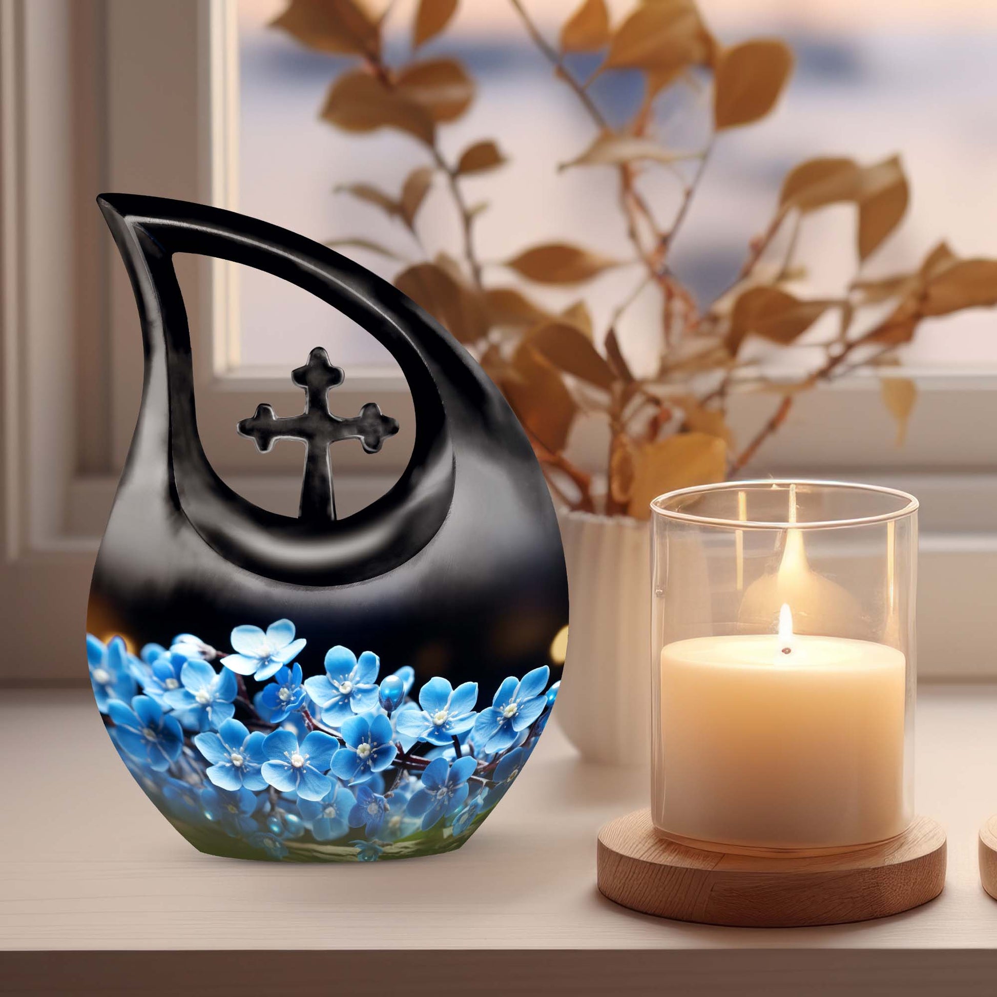 10-inch Flower Urn with Cross Drop design, for large 