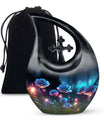 Flower themed Cross Drop design, 10-inch best cremation urn 