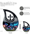 Flower themed Cross Drop design, 10-inch best cremation urn 