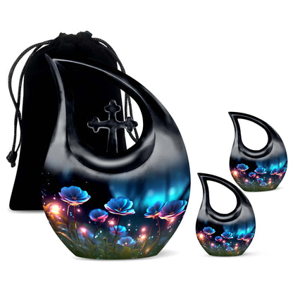 Flower themed Cross Drop design, 10-inch best cremation urn 