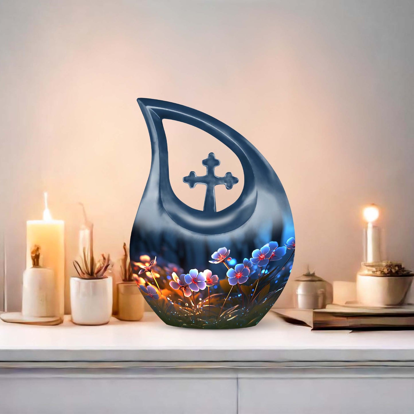 10-Inch Flower-Themed Cross Drop Design 