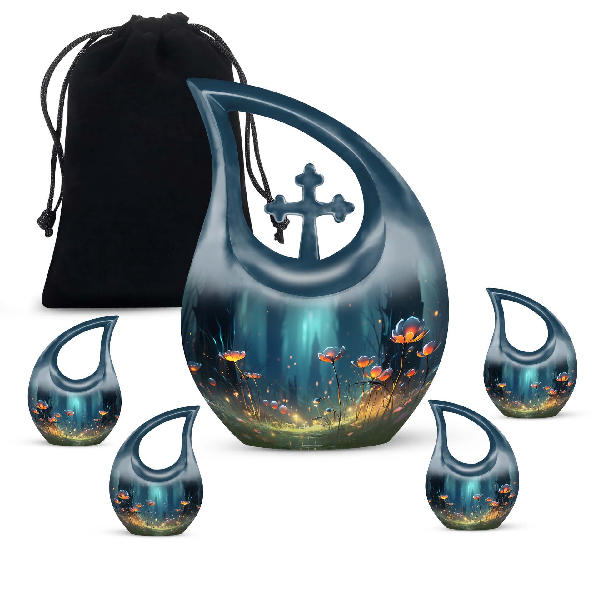 10 inch cross drop flower urn for memorializing loved ones, 