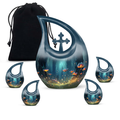 10 inch cross drop flower urn for memorializing loved ones, 
