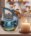 10 inch cross drop flower urn for memorializing loved ones, 