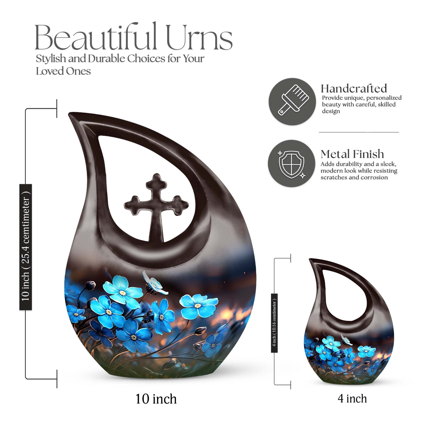 10 inch Flower Urn with Cross Drop design, idea