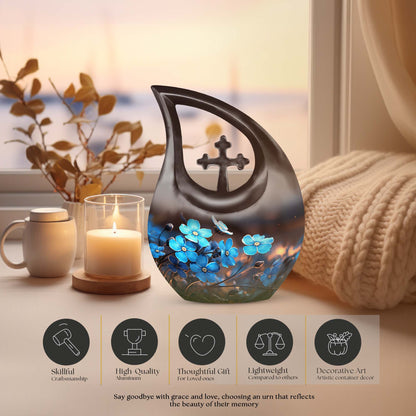 10 inch Flower Urn with Cross Drop design, idea