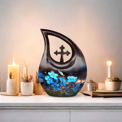 10 inch Flower Urn with Cross Drop design, idea