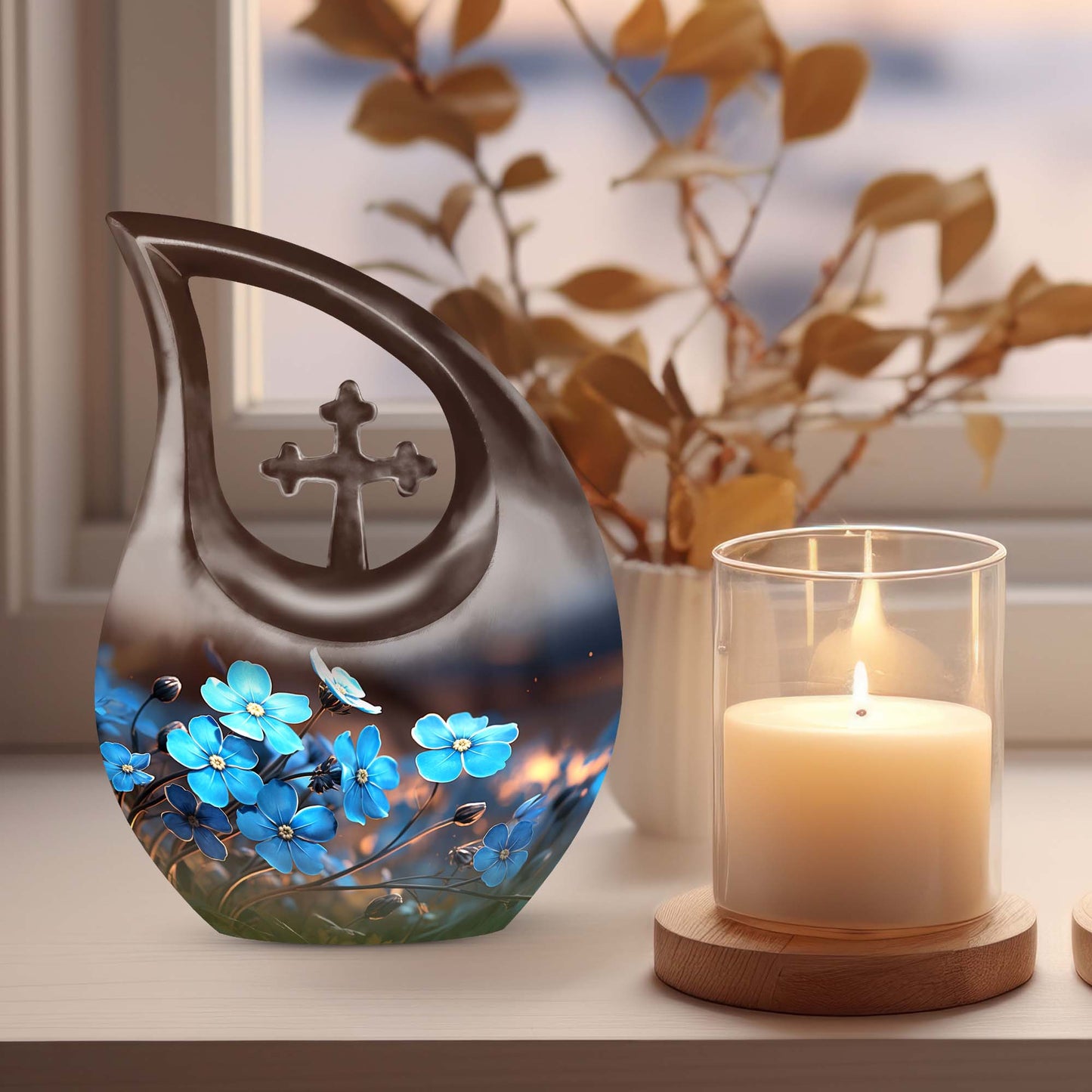10 inch Flower Urn with Cross Drop design, idea