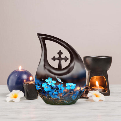 10 inch Flower Urn with Cross Drop design, idea