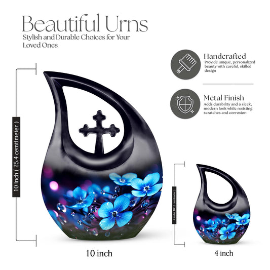 10-inch Flower Urn with Cross Drop design, suitable 