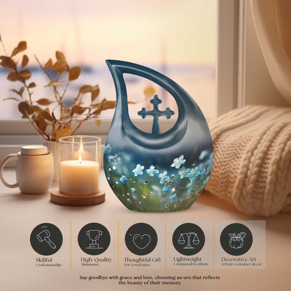 Affordable 10-inch Flower Urn with Cross Drop 