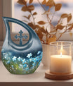 Affordable 10-inch Flower Urn with Cross Drop 