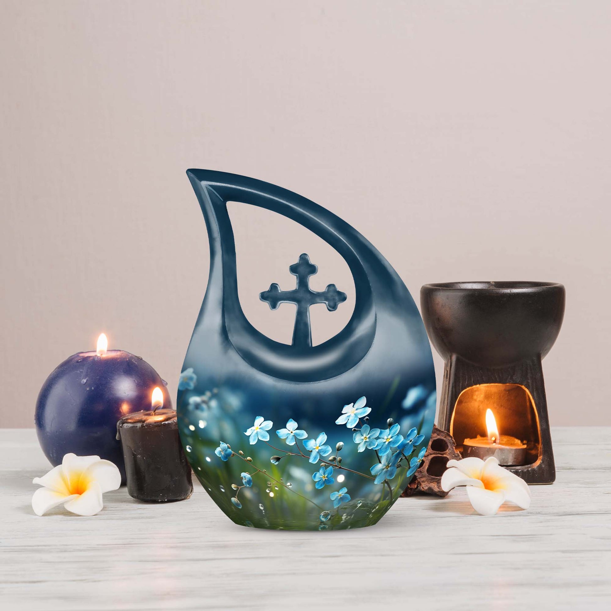 Affordable 10-inch Flower Urn with Cross Drop 