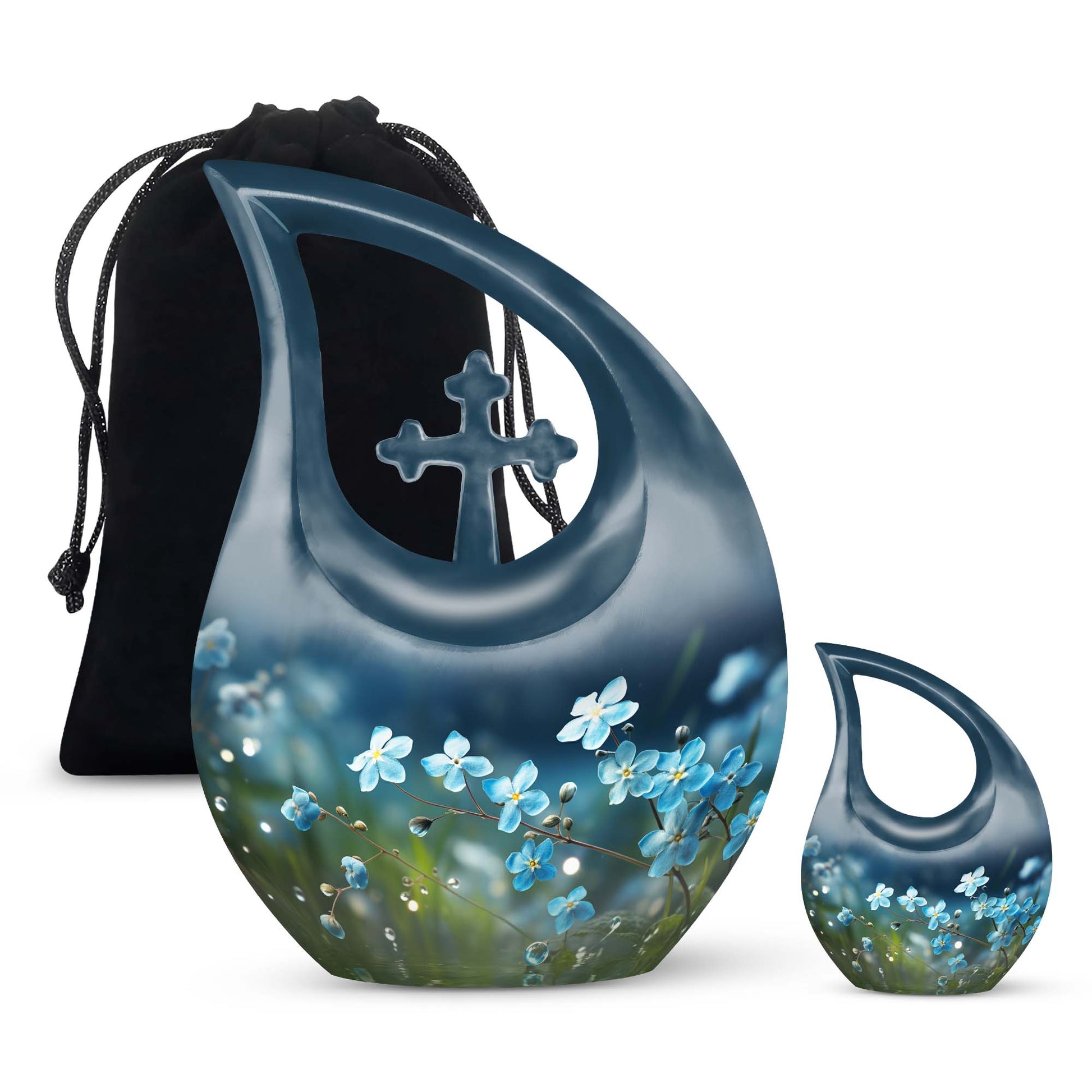 Affordable 10-inch Flower Urn with Cross Drop 