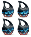 Black Flower Burial Urn - Decorative Funeral Urn For Human Ashes