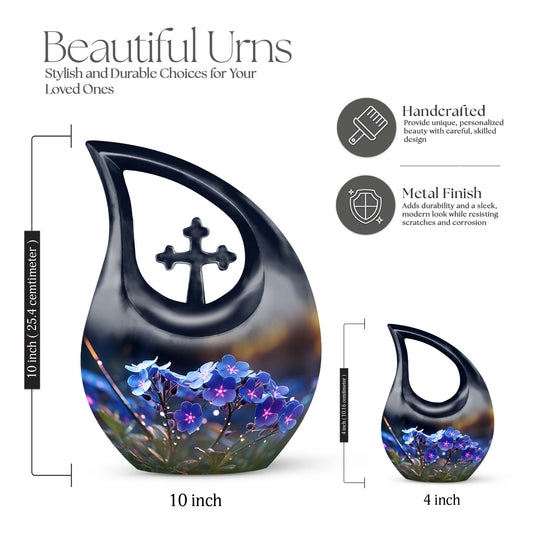 10-inch Cross Drop Flower Urn, Aluminium Large Memorial