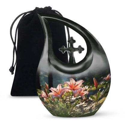 Medium-sized Lilly Flower Urn with Cross Drop design,