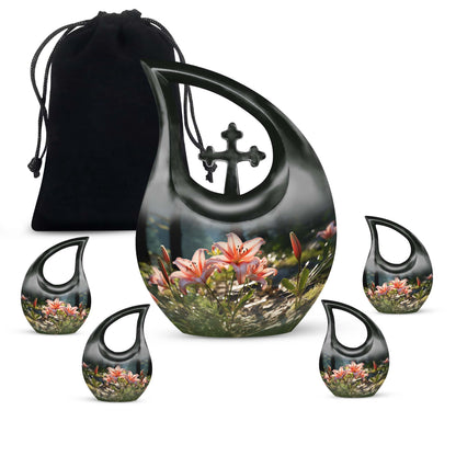 Medium-sized Lilly Flower Urn with Cross Drop design,