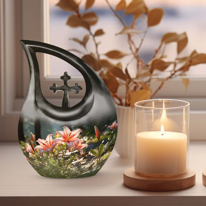 Medium-sized Lilly Flower Urn with Cross Drop design,