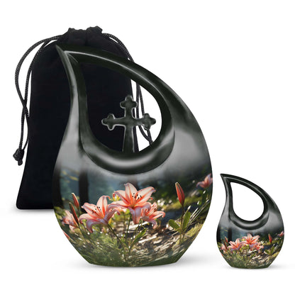 Medium-sized Lilly Flower Urn with Cross Drop design,