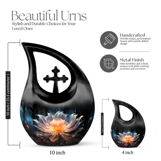 10-inch Lilly Flower Urn with Cross Drop design
