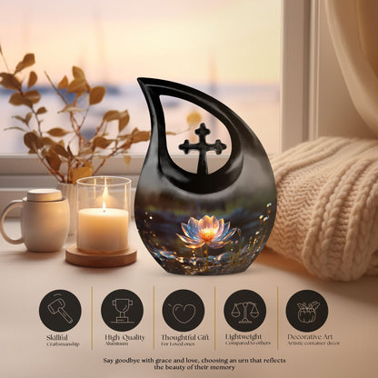 10-inch Lilly Flower Urn with Cross Drop Design