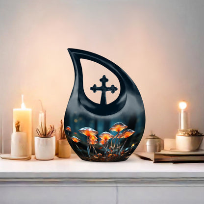 10 inch Lilly Flower Urn with Cross Drop design, 