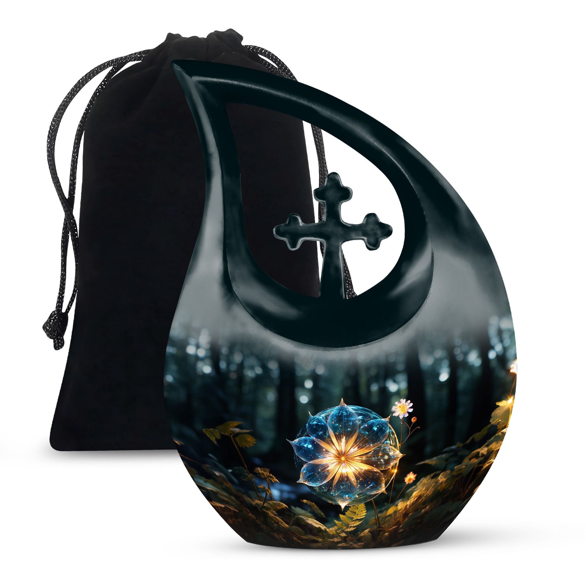 10 Inch Aluminium Lilly Flower Urn with Cross Drop 