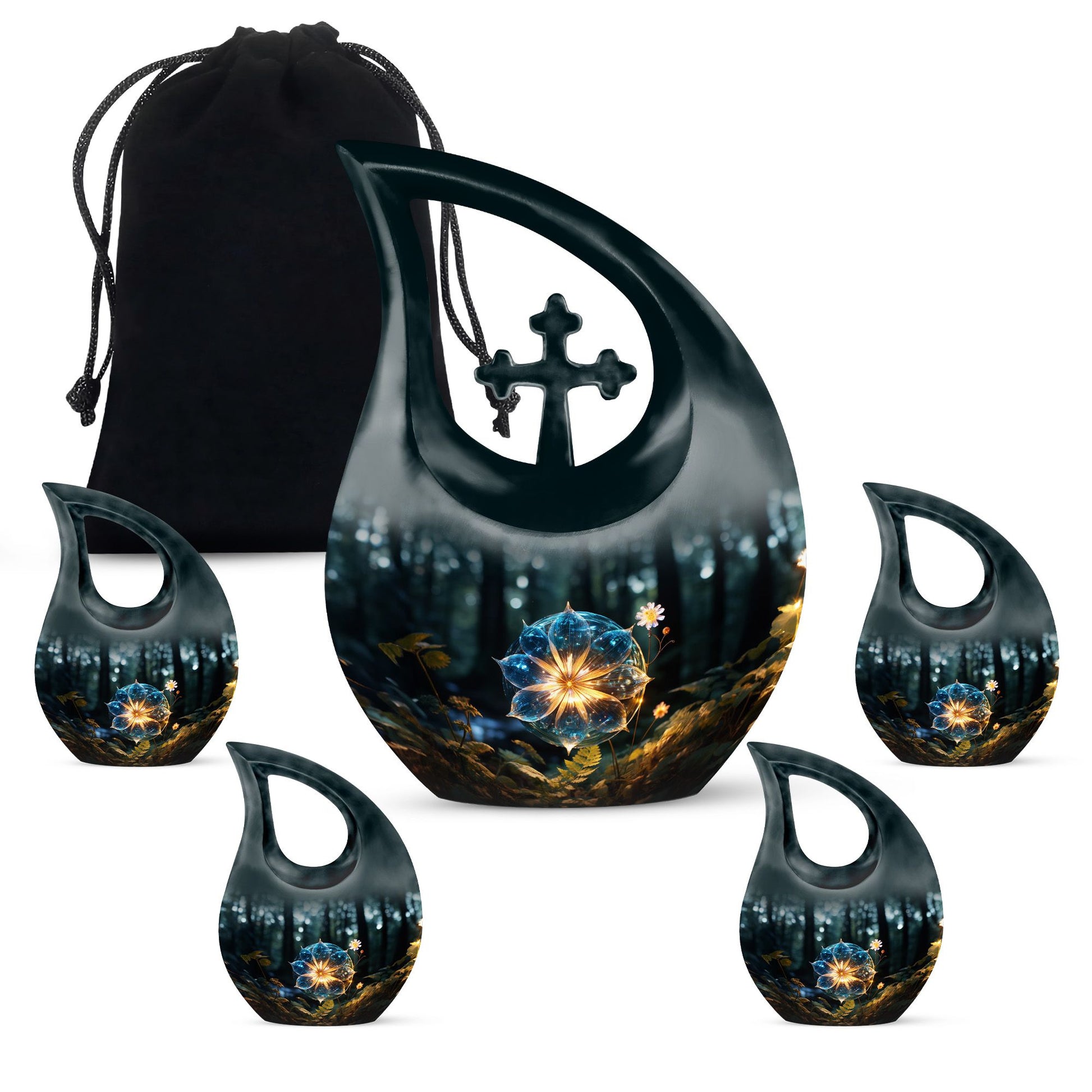 10 Inch Aluminium Lilly Flower Urn with Cross Drop 