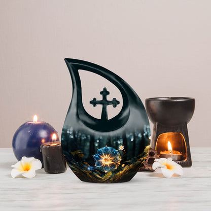 10 Inch Aluminium Lilly Flower Urn with Cross Drop 