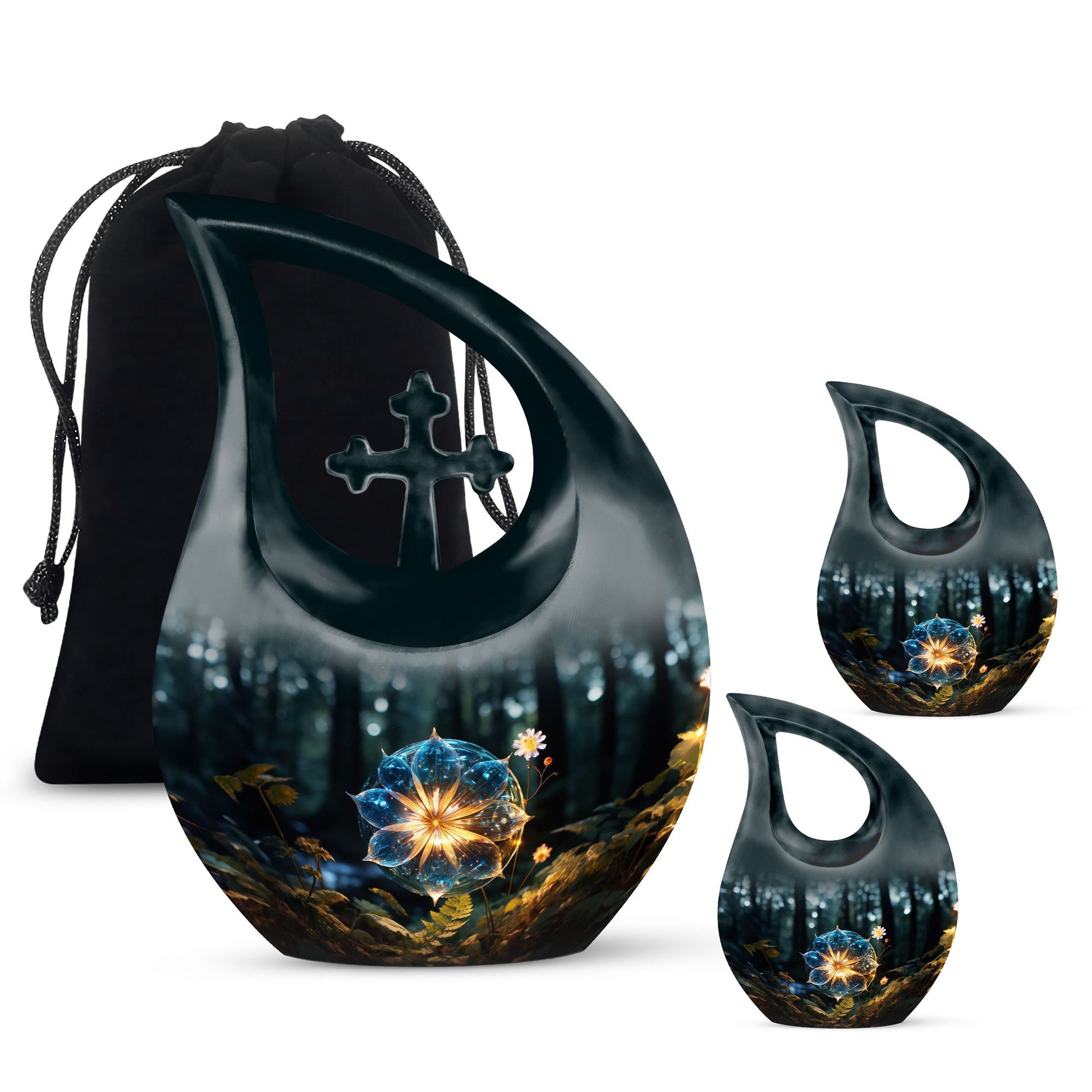 10 Inch Aluminium Lilly Flower Urn with Cross Drop 