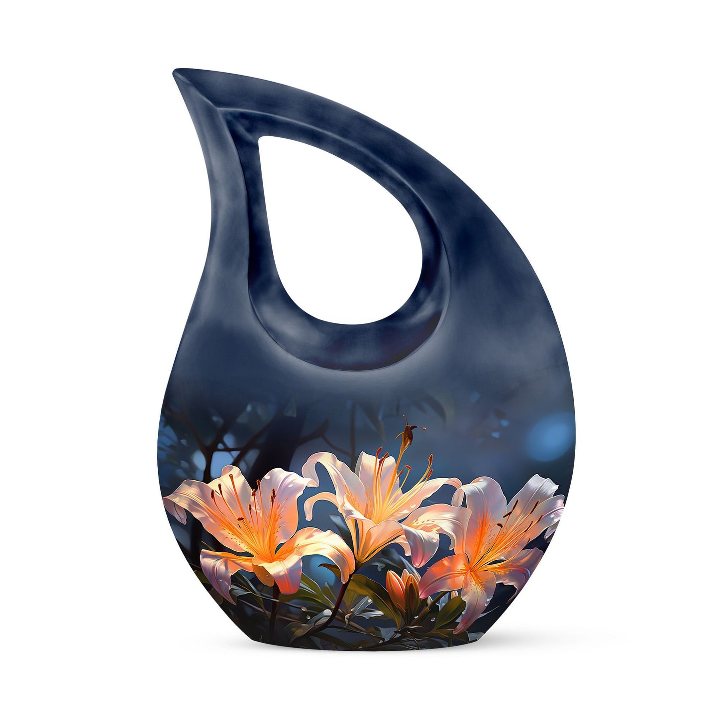 10-inch Lilly Flower Urn, Cross Drop design with Custom 