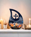 10-inch Lilly Flower Urn, Cross Drop design with Custom 