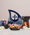 10-inch Lilly Flower Urn, Cross Drop design with Custom 