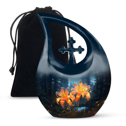 10-inch Lilly Flower Urn with Cross Drop design, 