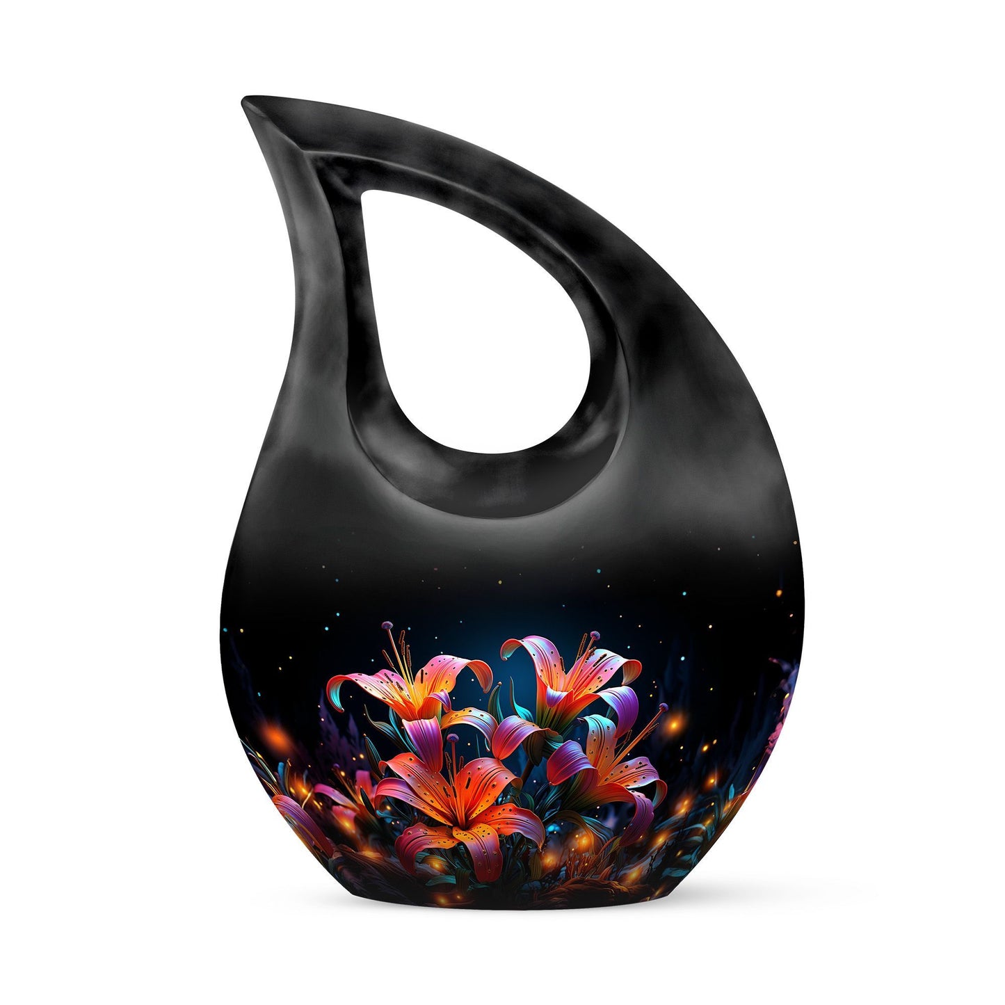 10 inch Lilly Flower Urn with Cross Drop design, includes 