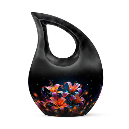 10 inch Lilly Flower Urn with Cross Drop design, includes 