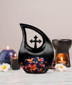 10 inch Lilly Flower Urn with Cross Drop design, includes 