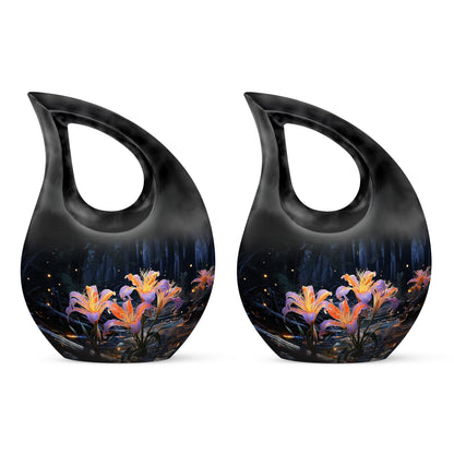 10 inch Lilly Flower Urn with Cross Drop design, 