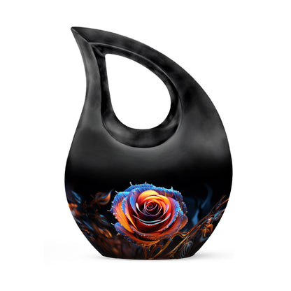 Customized Rose Urn, 10-Inch Cross Drop Design