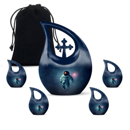 10-inch Astronaut Themed Cross Drop Cremation Urn