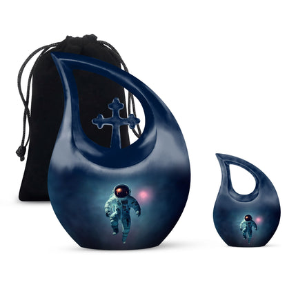 10-inch Astronaut Themed Cross Drop Cremation Urn