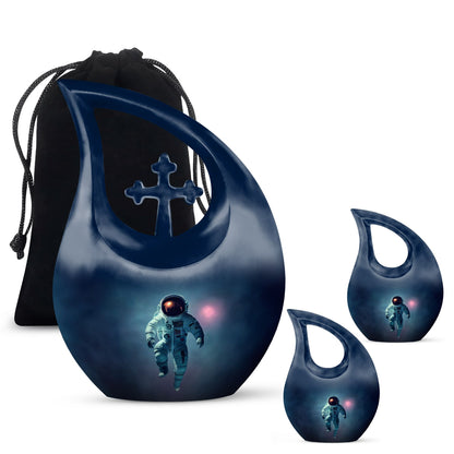 10-inch Astronaut Themed Cross Drop Cremation Urn