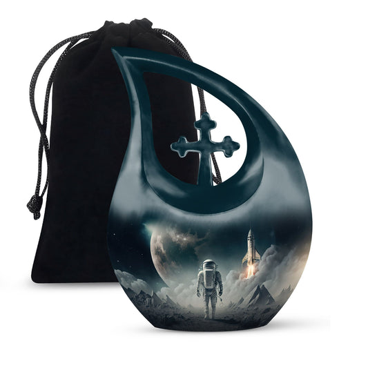 10-inch Cross Drop Astronaut Urn, customizable Aluminium 