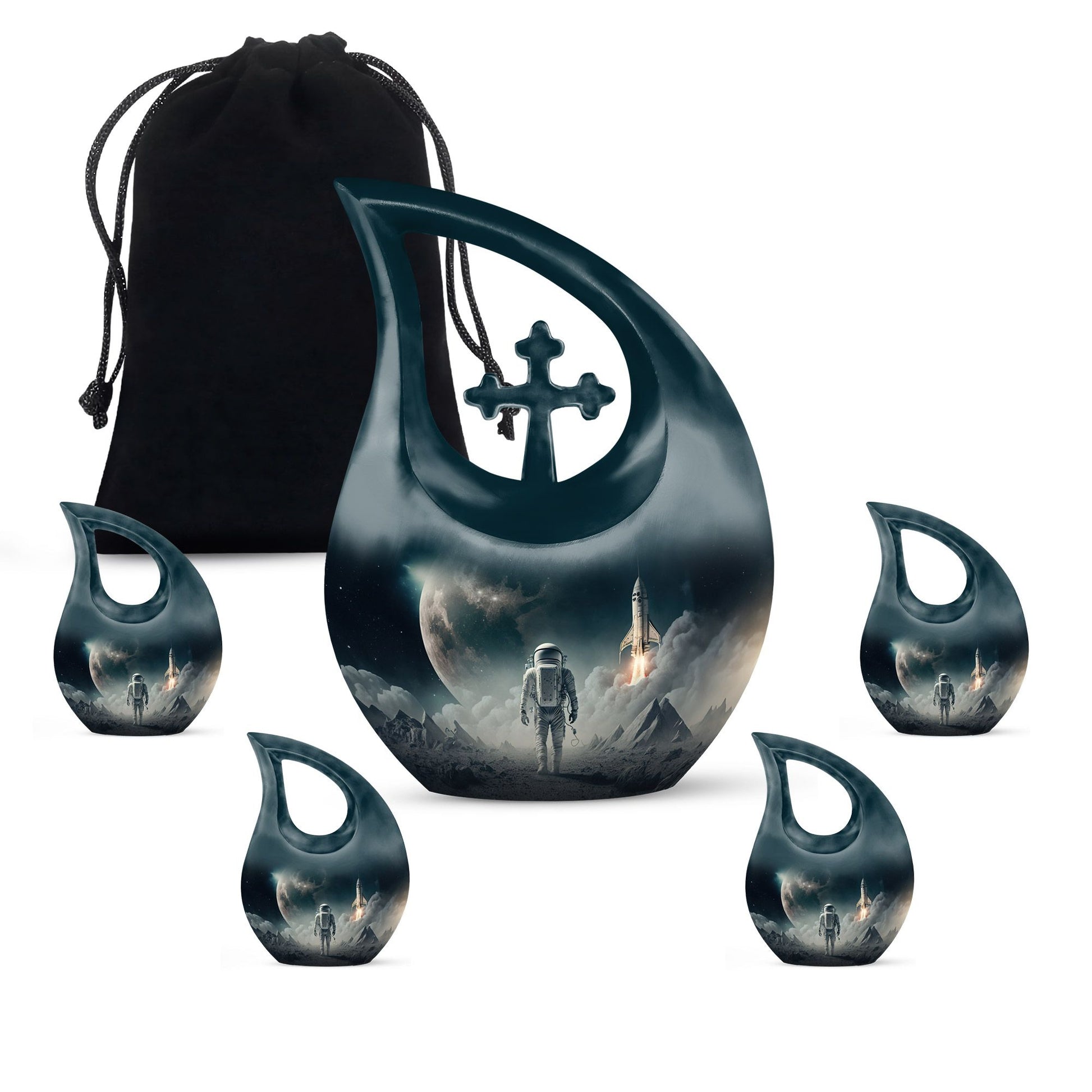 10-inch Cross Drop Astronaut Urn, customizable Aluminium 