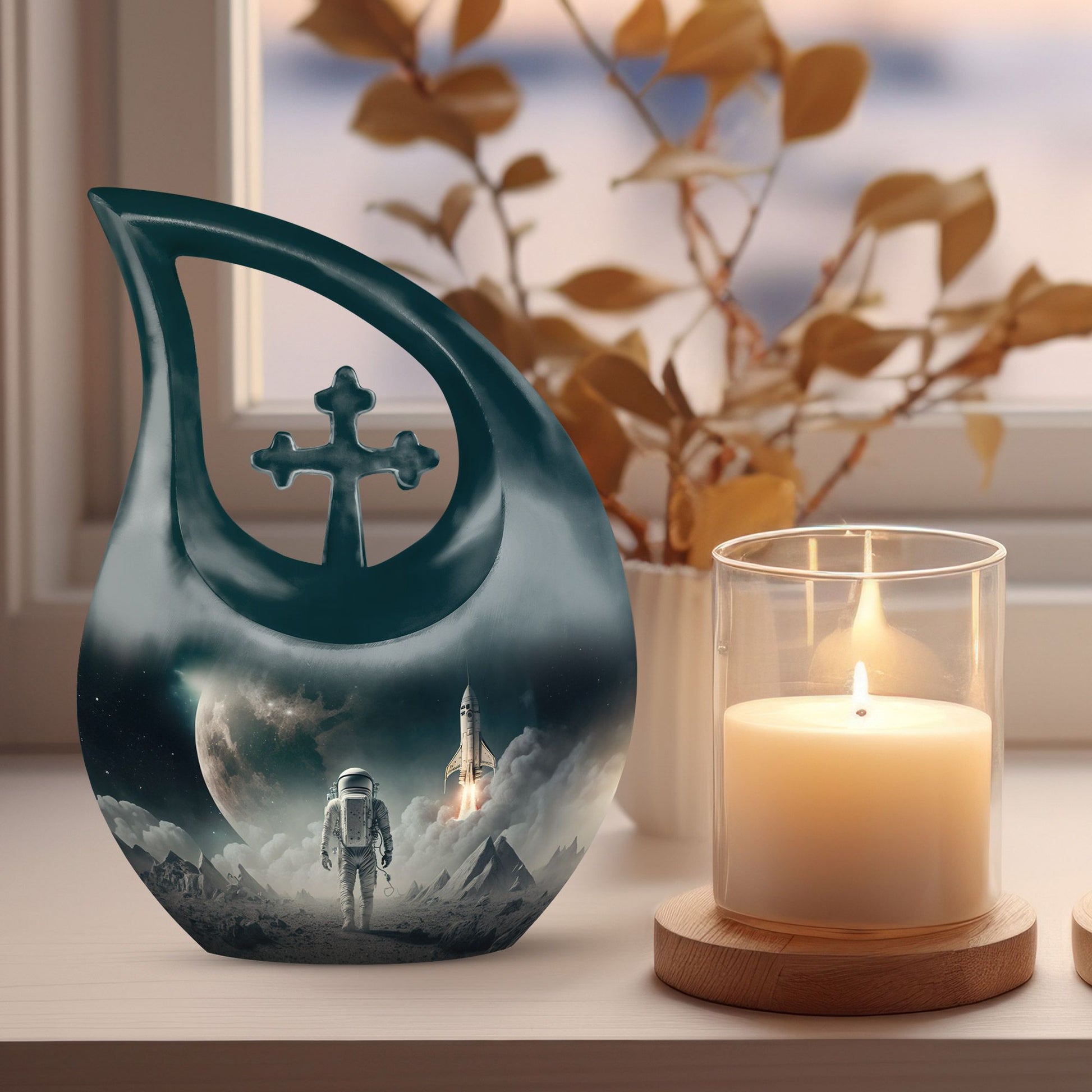 10-inch Cross Drop Astronaut Urn, customizable Aluminium 